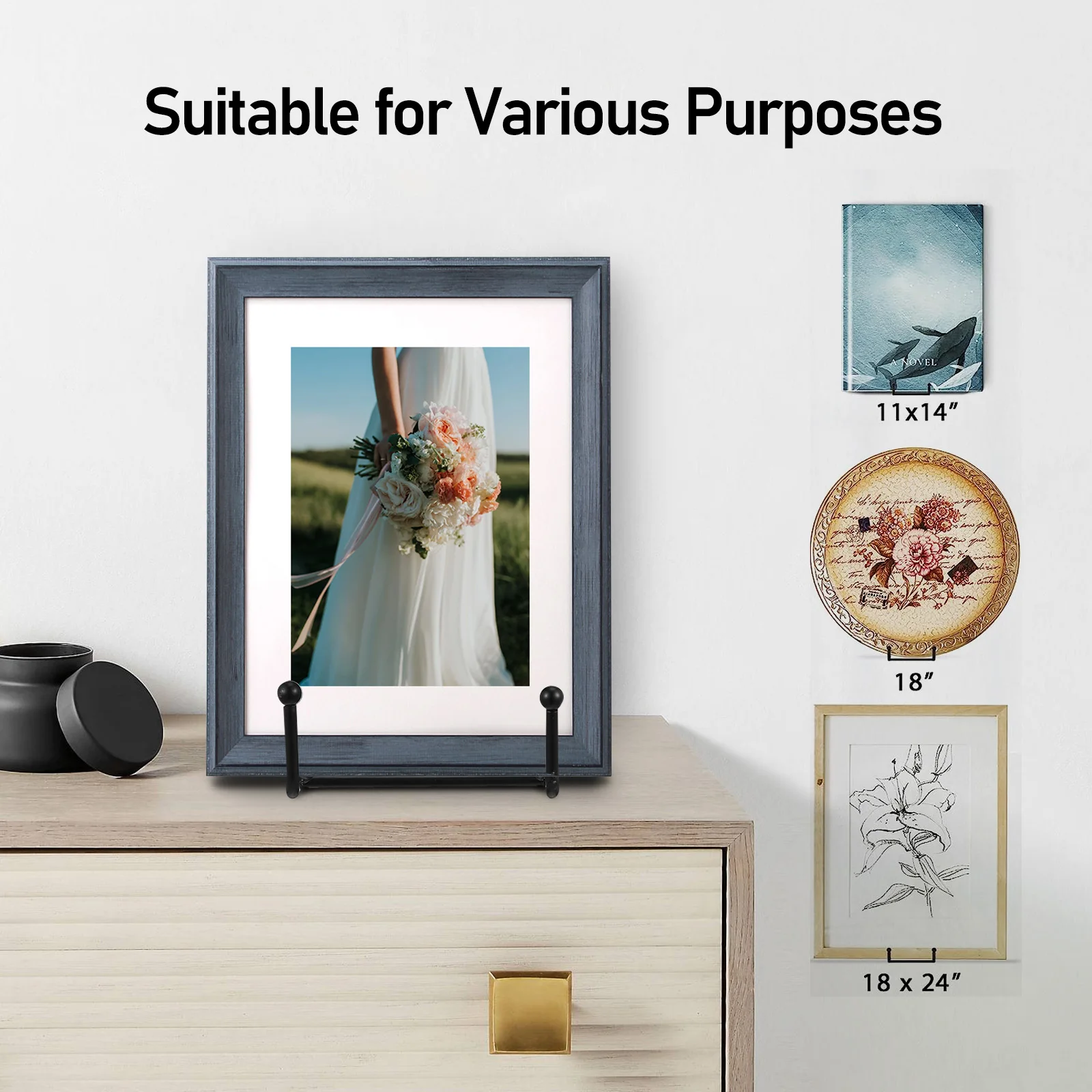 

5 Pcs Wrought Iron Plate Display Stands Comic Book Metal Picture Frame Holder Support