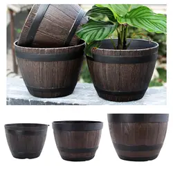 Barrel Planter Pot Large - Resin Outdoor/Indoor Flower Pot Resistant Finish
