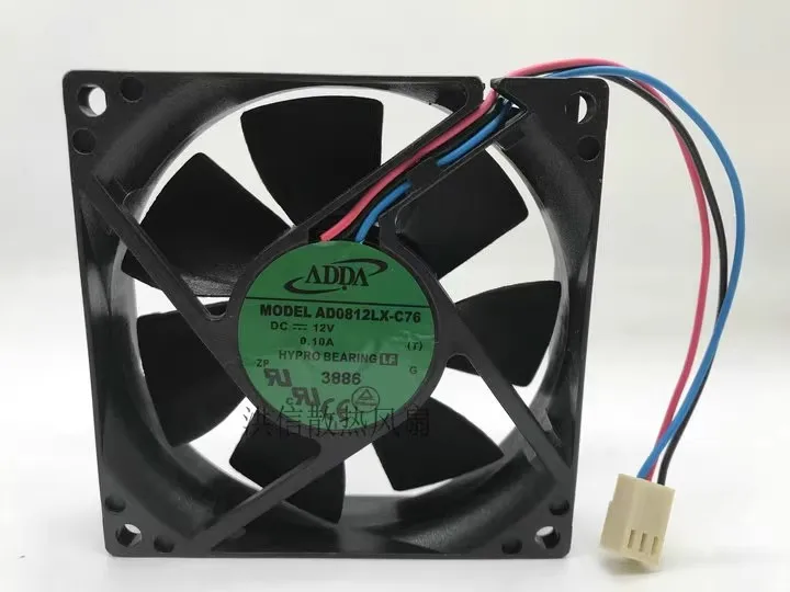 Free shipping, brand new original ADDA 8020 AD0812LX-C76 DC12V 0.10A 80 * 20MM silent fan