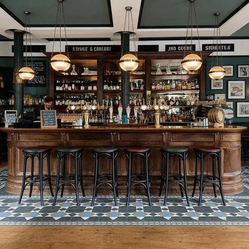 Vintage Wooden Bar Counter Solid Wood Finish Durable Multi-Functional Classic Design Traditional Pub/Hotel  Living Room