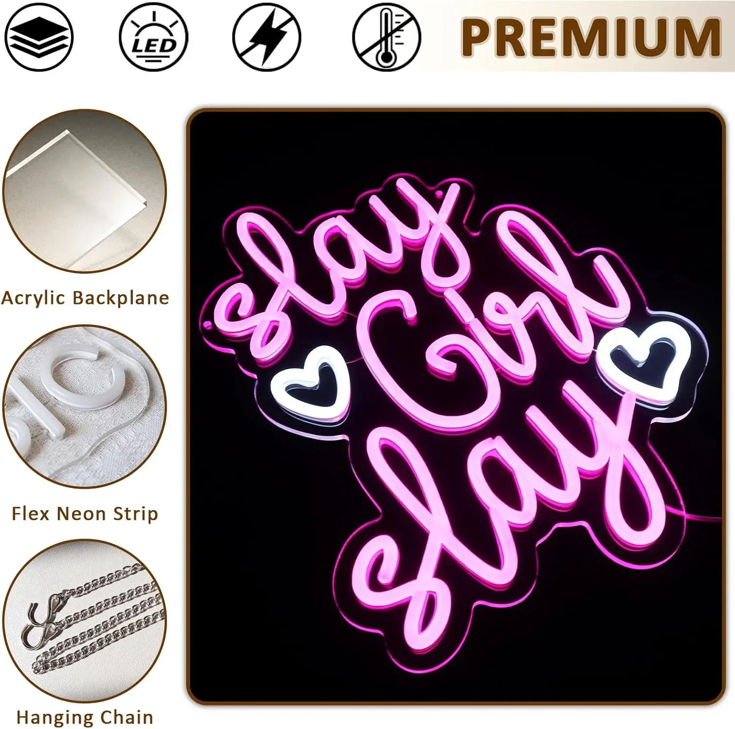 Slay Girl Slay Neon Sign USB Dimmab LED Lights for Bedroom Preppy Room Bar Home Pub Aesthetic Wall Art Decor Special Gifts