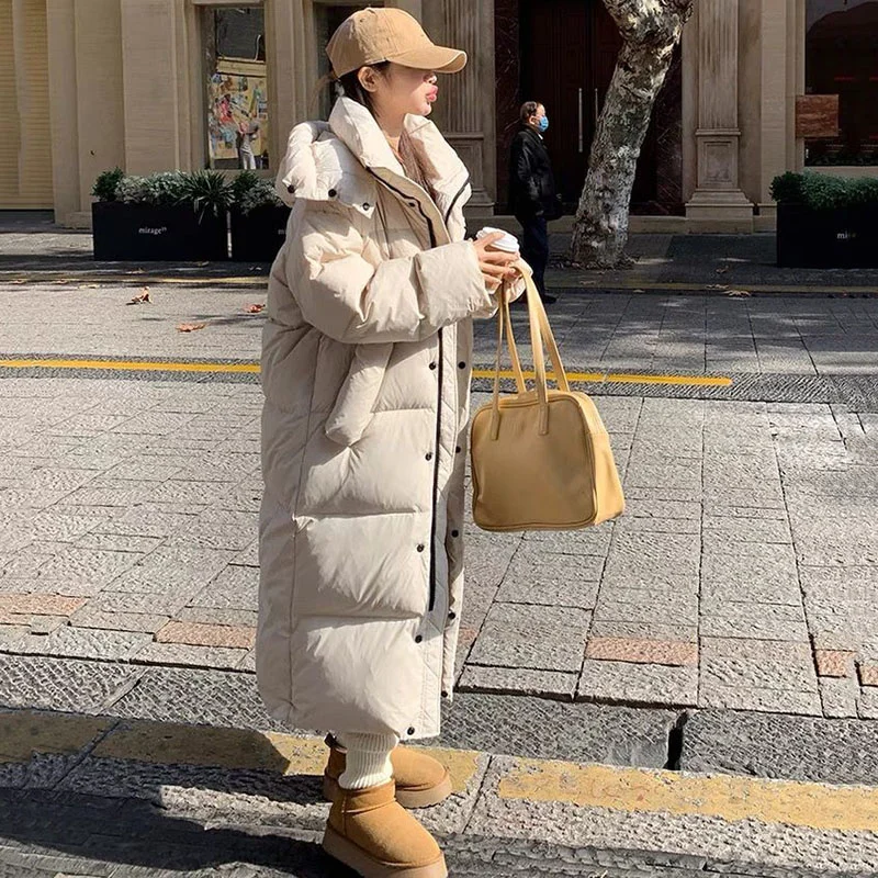 2024 Winter Temperament High-Grade Fashion Down Cotton-Padded Jacket Long Over The Knee Thickened New Winter Loose Warm Coat