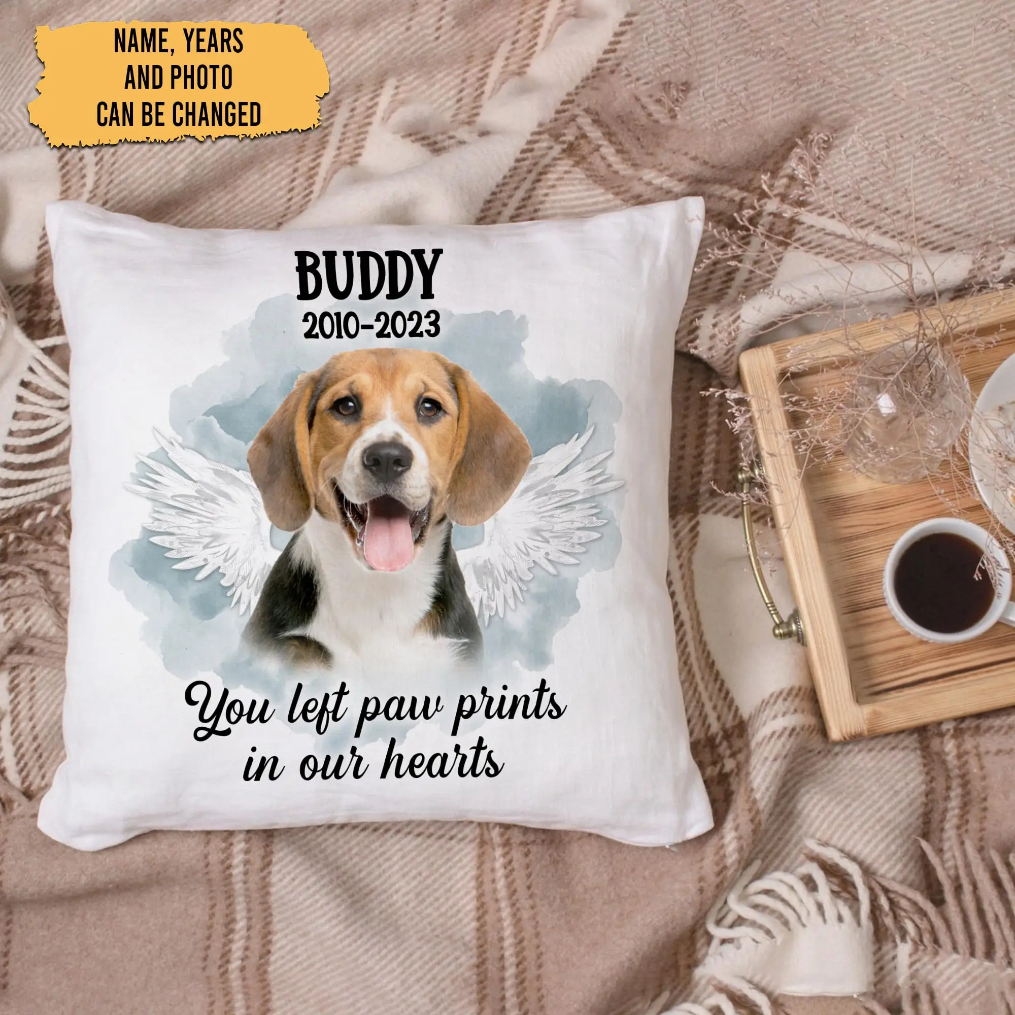 

Custom Dog Cat Portrait Pillow Unique Pet Keepsake with Beloved Pups' Text Picture Gift for Pet Lovers Pet Families Pet Mom Dad