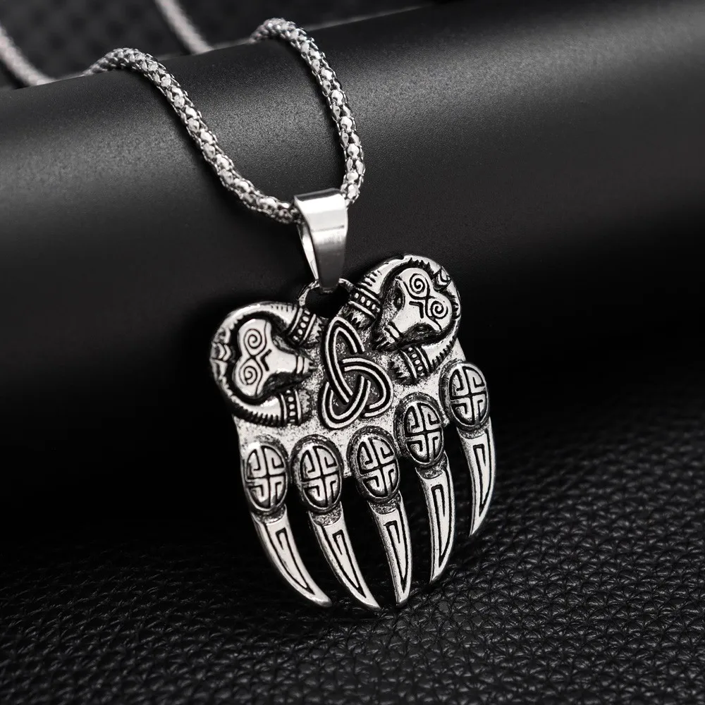 Vintage Bear Paw Zinc Alloy Men\'s Pendant Necklace Hip Hop Style Domineering Personality Fashion Choker Necklace