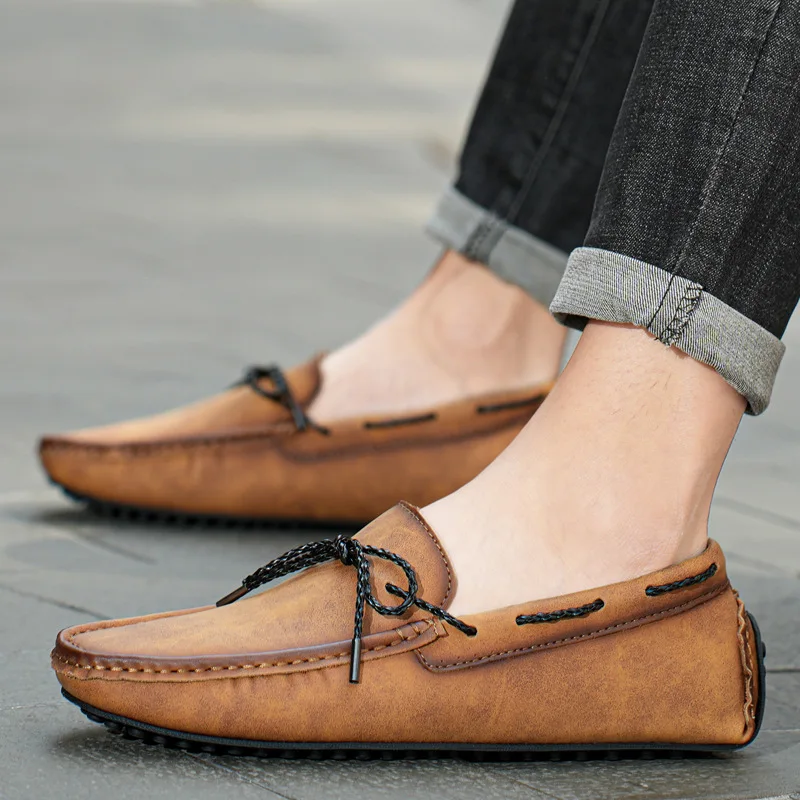 Large-size Men's Shoes Busines Formal Attire Commute Shoes Spring Summer Ventilate Pointed Toe Flat Heels Handmade Sewing Design