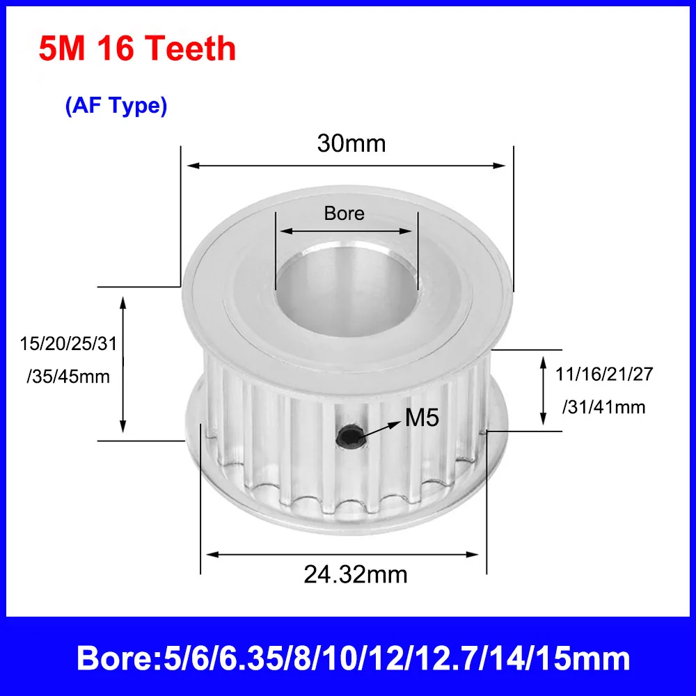 1PCS HTD 5M Timing Pulley 16/17/18 Teeth Synchronous Belt Wheel Width 11/16/21/27/31/41mm Bore 5mm-15mm Transmission Parts