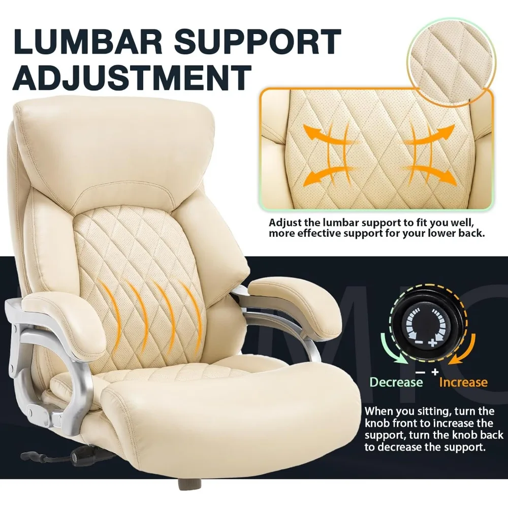 كرسي مكتب كبير وطويل للأشخاص الثقيلين، كرسي مكتب تنفيذي عالي الظهر بقوة 500 رطل، مريح للمنزل، #4