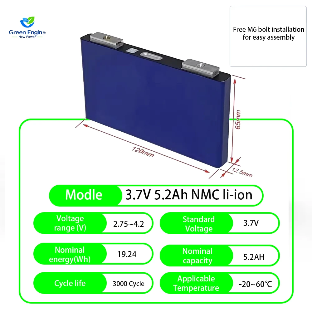 BYD EVE 3.7V 5.2Ah NCM Prismatic Lithium Ion Power Rechargeable Li-NMC Battery for Power Car and Cycling Chassis Battery