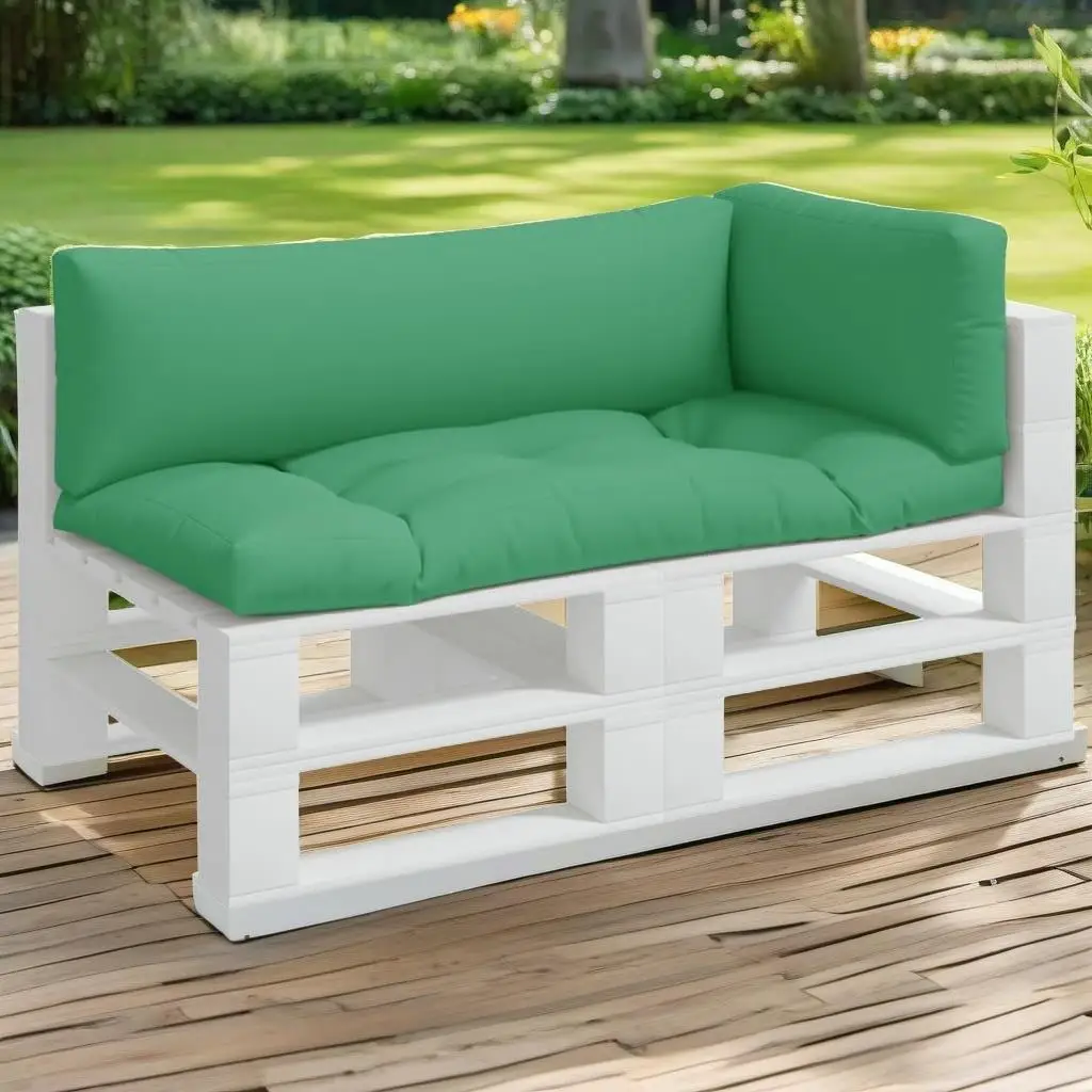 3-Piece Green Fabric Pallet Cushions for Outdoor Seating & Decor