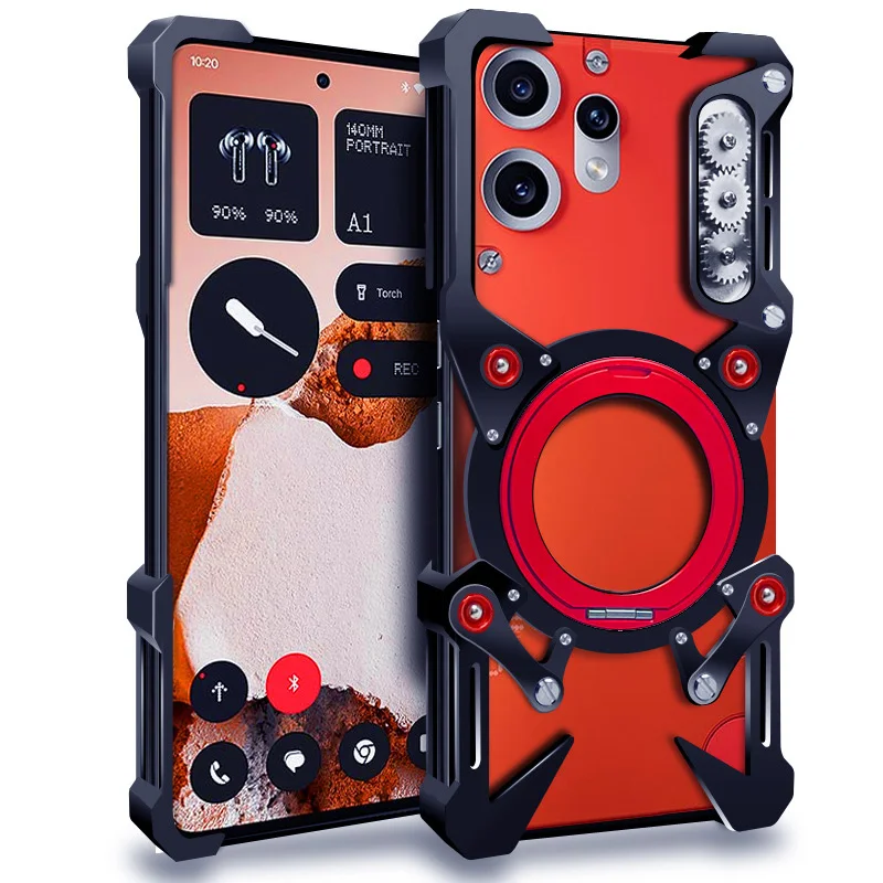 

Роскошный полый металлический чехол для телефона Nothing CMF Phone 2 Pro Phone 3a Pro 2 2a Plus, алюминиевый бампер со встроенным на 360° ° Кронштейн с защитой