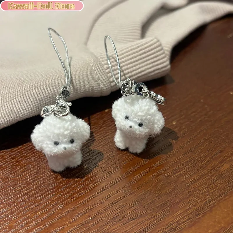 1 stks stroomden hars hond puppy sleutelhanger 3D kleine pluche dier hanger rugzak auto sleutelhangers charmes hangt