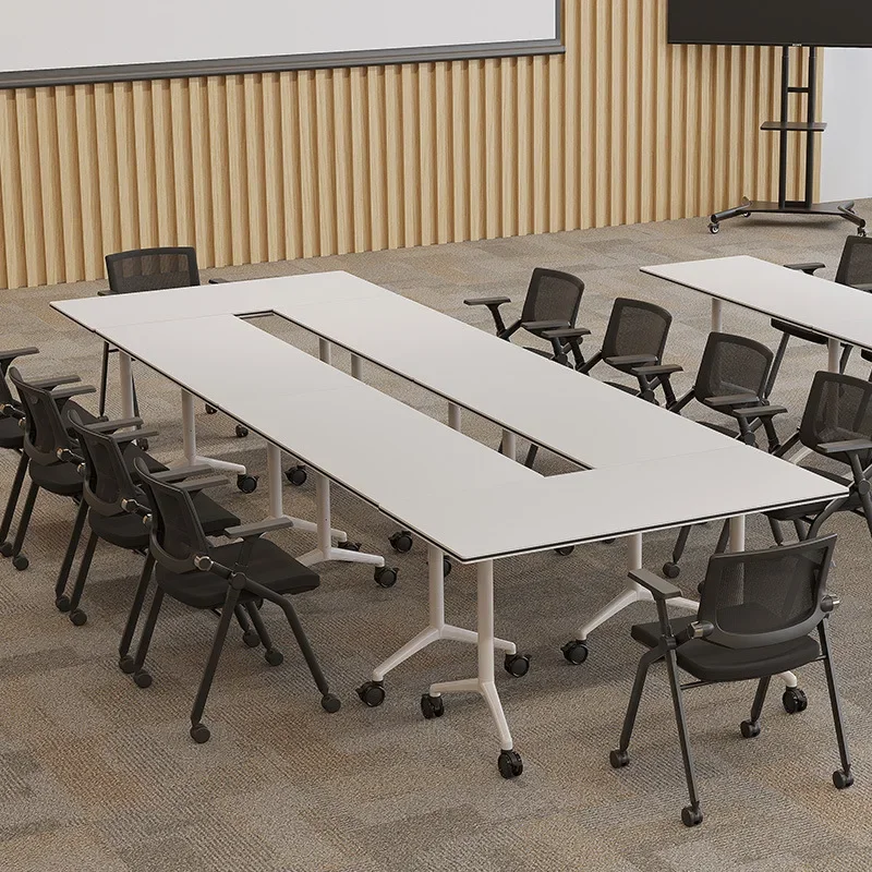 Office folding conference mobile training table and chair combination hotel strip mobile splicing activity training table