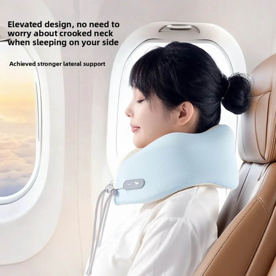 Memory Foam U Shape Pillow Portable Travel Neck Support Beige Gray Light Blue Dark Blue Solid Color Folding Airplane Pillow