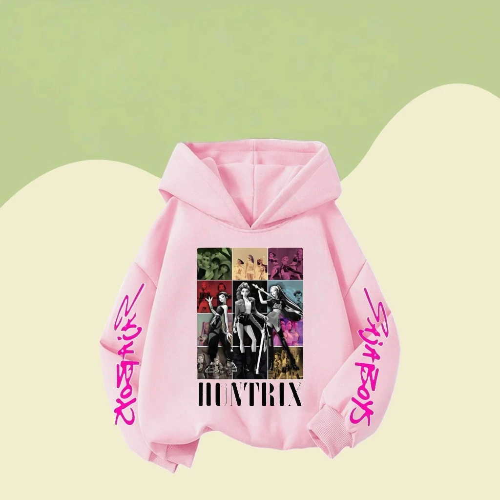 

Fashion Autumn Kpop Huntrix Hoodies Clothes With Hat Kids Sportswear Clothing Character Print Loose Hooded Costume Baby Garments