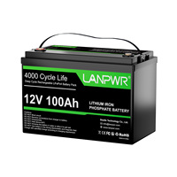 LANPWR 12V 100Ah LiFePO4 Lithium Battery Pack Backup Power Supply, 1280Wh Energy, 4000+ Deep Cycle, Built-in 100A BMS, 24.25 lbs