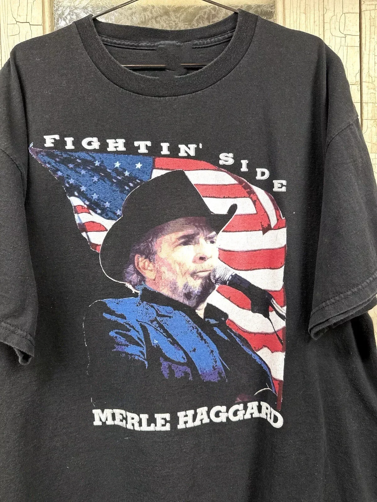 

Fightin Side Merle Haggard Shirt White Black All Size S-5XL Unisex TMB3065