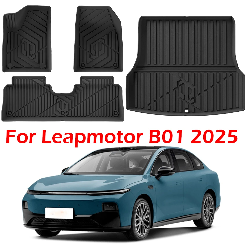 

Автомобильные коврики, совместимые с B01 2025 Leapmotor, всепогодные защитные коврики для багажника, коврики для спинки, водонепроницаемые коврики из ТПЭ, грузовые вкладыши