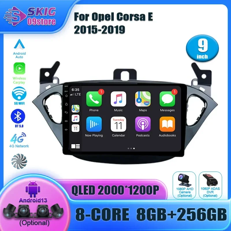 

For Opel Corsa E 2015-2019 Android 14 Touch Screen Central Multimedia Navigation GPS 4G Wireless Carplay Stereo Head Unit 2DIN