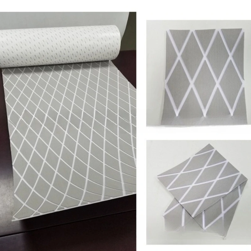 2400x450x6mm EVA Foam Decking Sheet  Anti-Skid Boat Deck Self-Adhesive Yacht Flooring Pad Anti-fatigue Mat Diamond Shapes Rug
