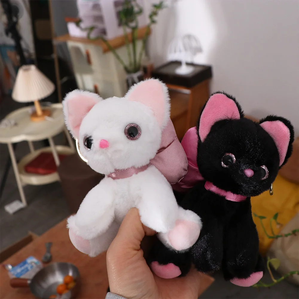 Llavero de Gato de Peluche Creativo de Algodón PP con Lazo, Suave, Colgante, Joyería, Accesorio para Colgar