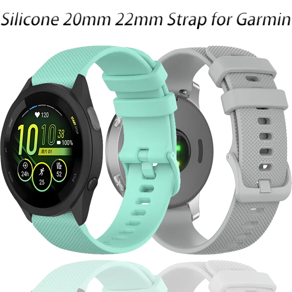 Pulseira de Silicone 20mm 22mm para Garmin Forerunner 55 165 265 965 9700570/Venu 3/2, Bracelete Vivomove Trend/Vivoactive 5 6