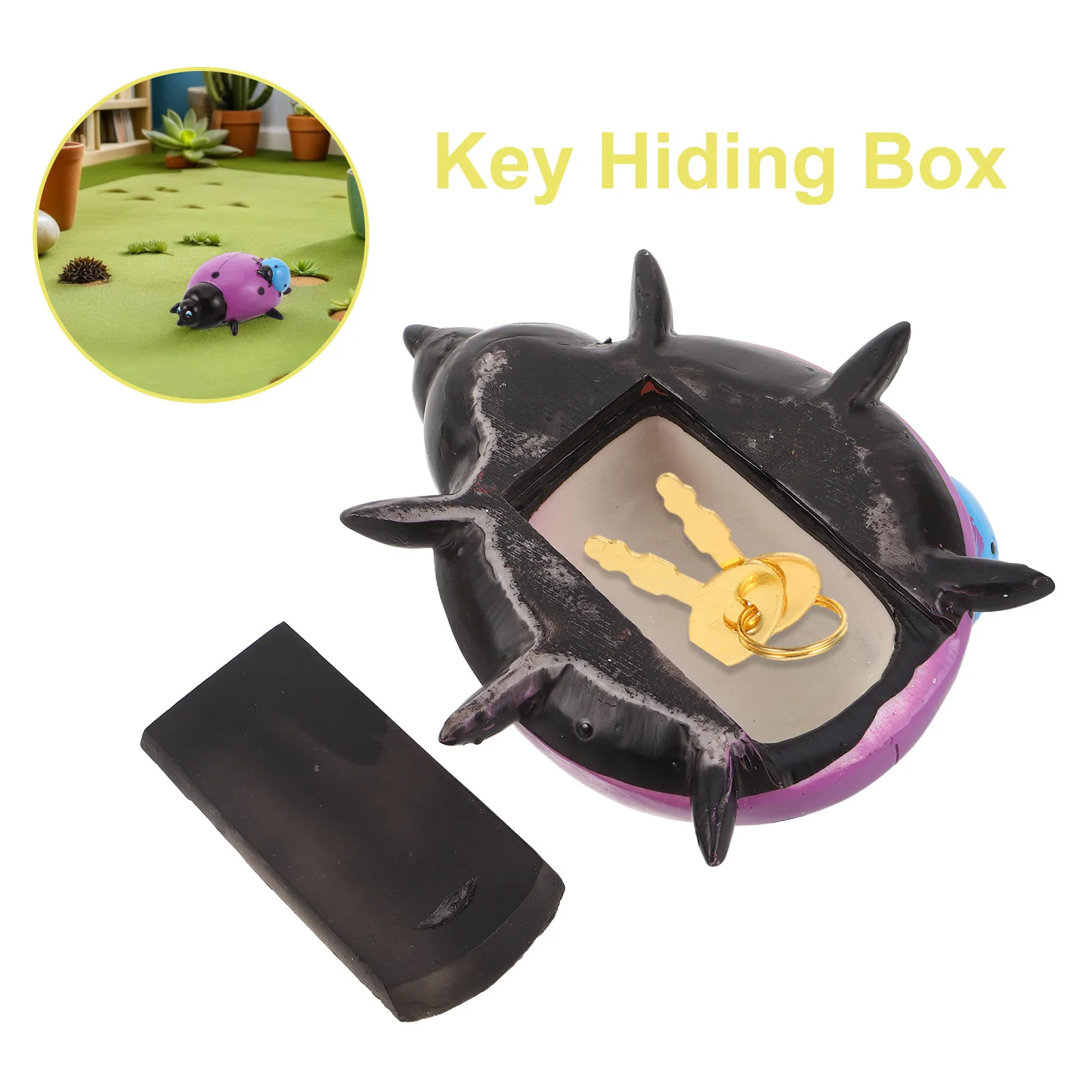 Outdoor Weatherproof Hide A Key Ladybug Resin Key Hider Garden Safe Storage Box Yard Ladybug Garden Decoration