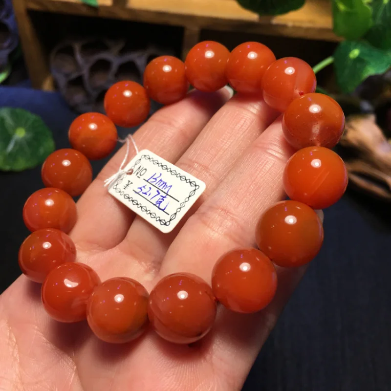 Southern Red Agate Bracelet Men and Women Live Crystal Bracelet Liangshan Full of Meat Persimmon Red Flame Cherry Red Fashion Co