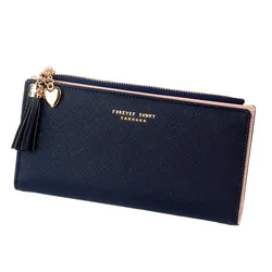 Fashion Long Wallet Slim Ladies Clutch High Quality Card Holder Buckle Tassel Leather Wallet