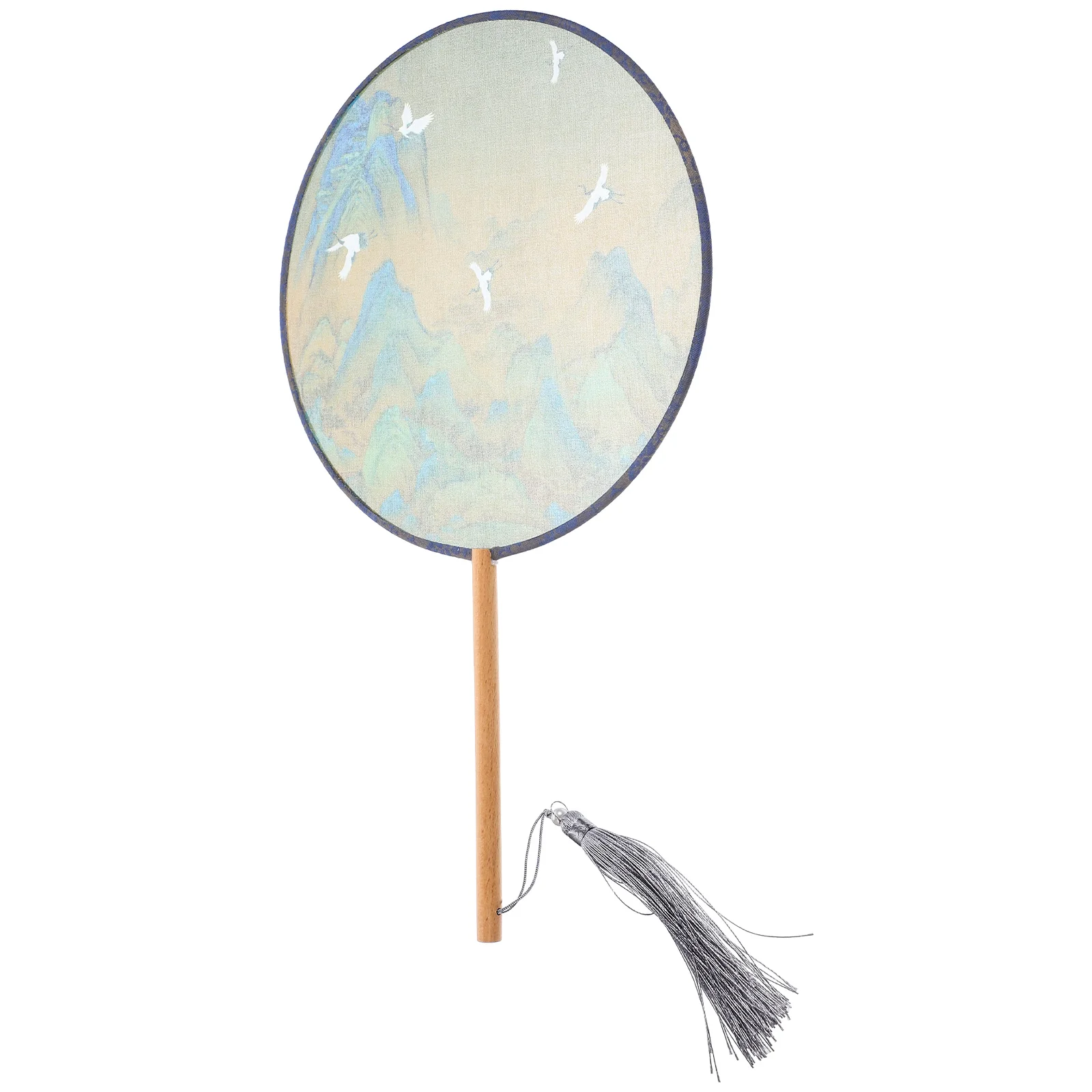 

Traditional Chinese Decorative Fan H Fans Beautiful Pattern Design Large Size Silk Material Round Shape Lightweight Portable