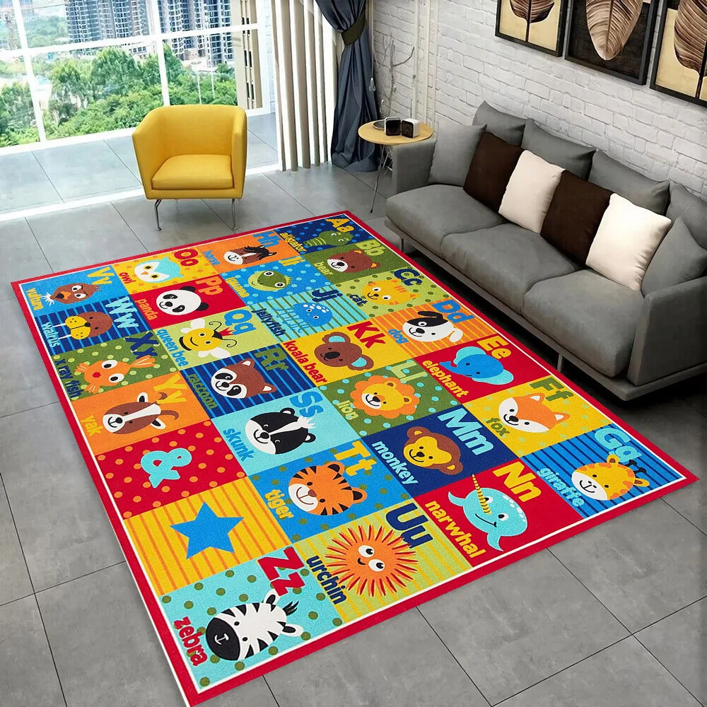 ABC Cartoon Alphabet Children Crawling Kids Playroom Early Education Area Rug,Carpet for Living Room Bedroom Sofa,Non-slip Mat