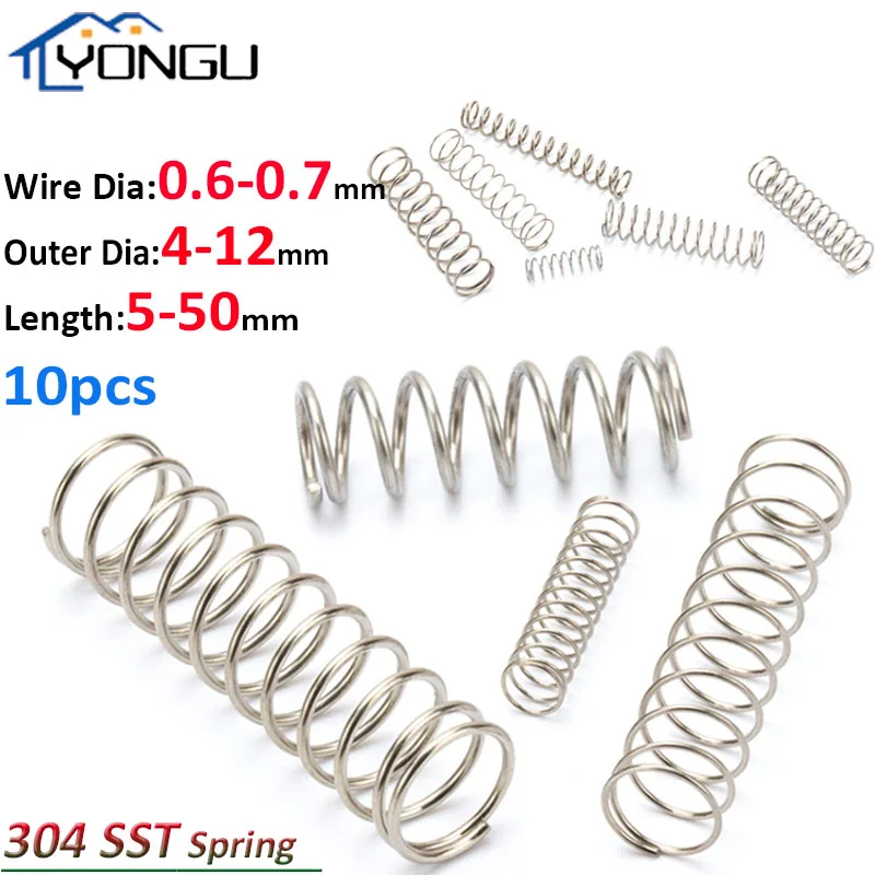 

0.6mm 0.7mm 304 Stainless Steel Compression Spring Micro Small OD 4mm-12mm length 5mm to 50mm