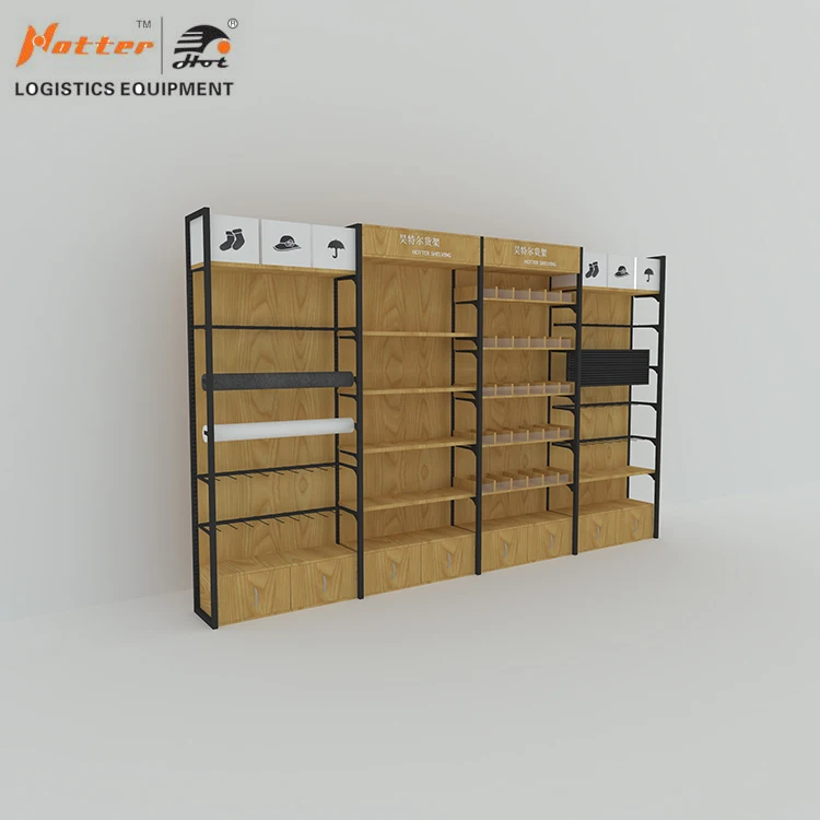 Yiwu Hotter Miniso Rak Display SISI Tunggal Kayu Rak Perhiasan Rak Display Aksesori Ponsel Rak Ritel