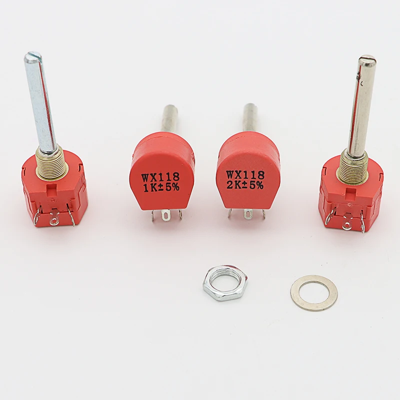 2PCS 5PCS 10PCS WX118 ABK W1 2W Single Coil Wire-Wound Potentiometer 1K 2K 5K 10K Handle Length 50mm Sealed Type