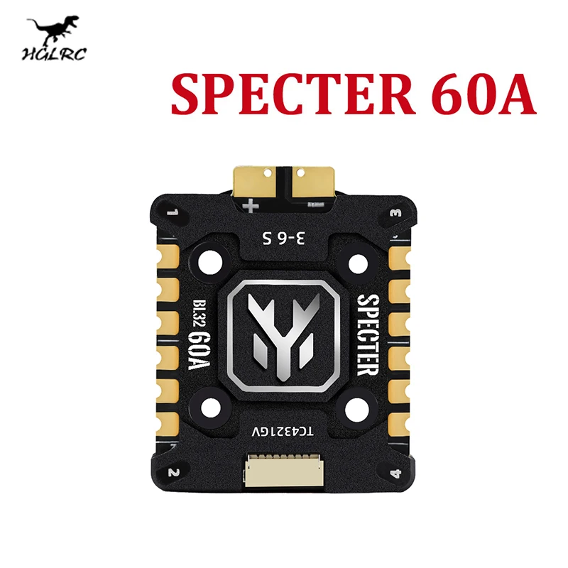 HGLRC SPECTRE 60A 4 en 1 ESC 3-6S BL32 128K con disipador de calor 20X20mm para Dron de carreras con visión en primera persona estilo libre