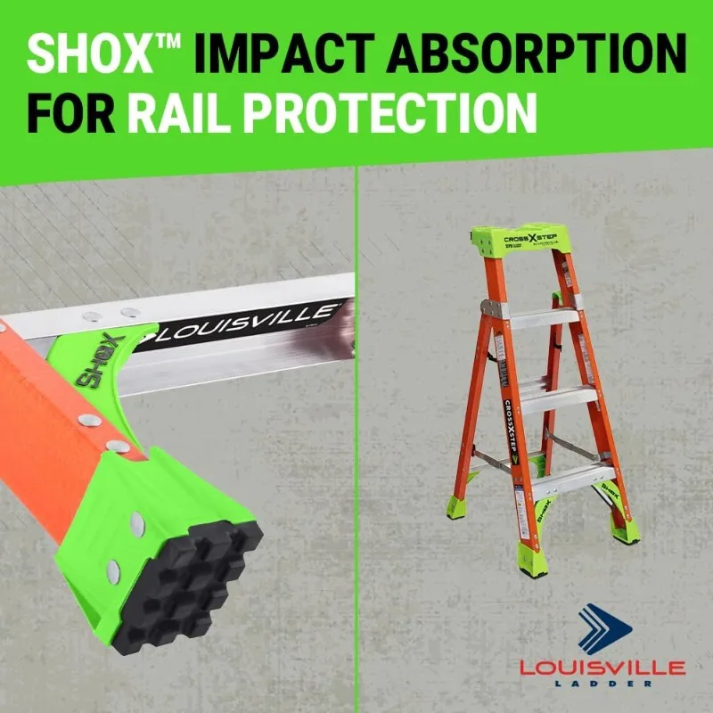 타입 IA 유리섬유 사다리, 4피트 크로스 스텝 디자인, 300파운드 하중, 산업 및 가정용