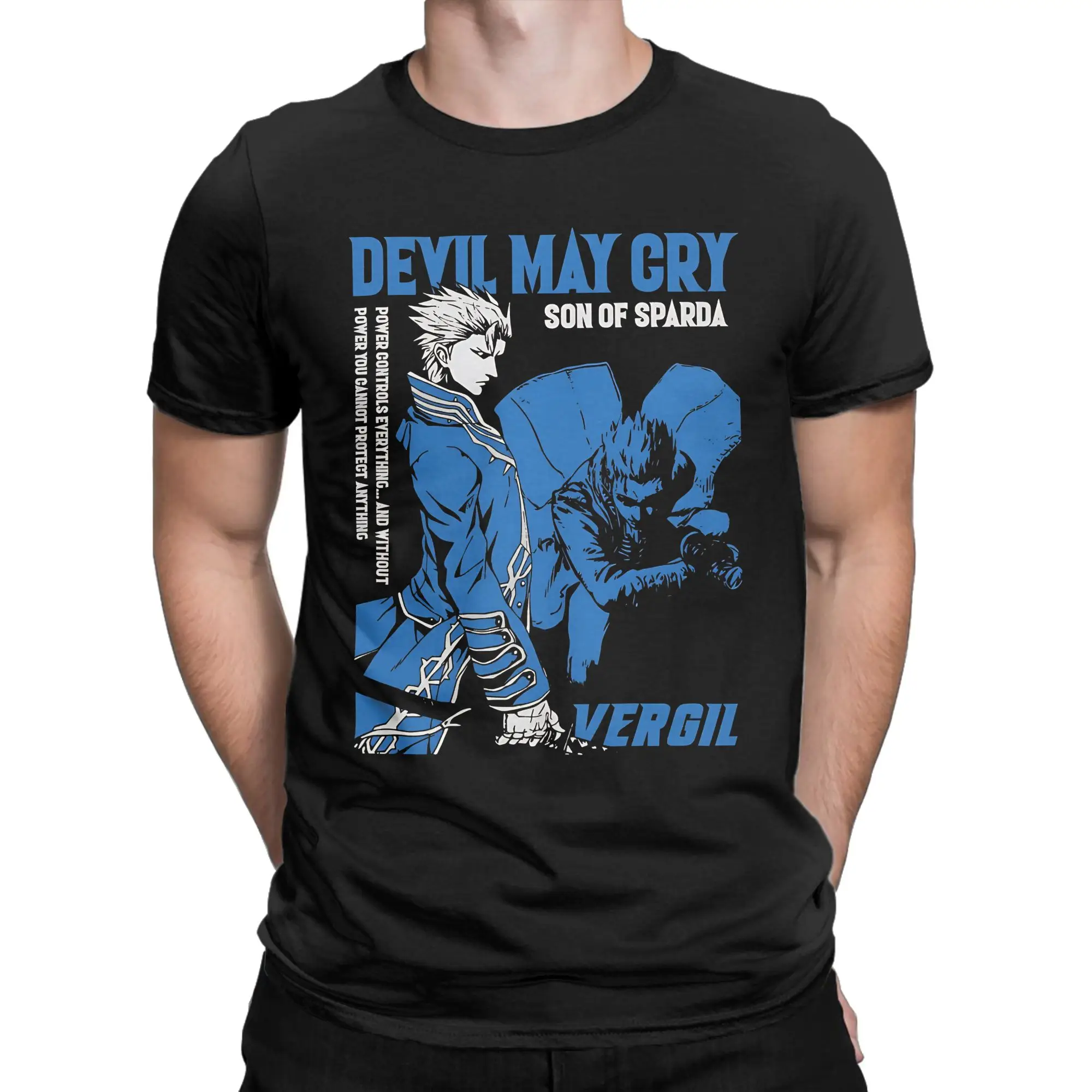Vergil Funny 100% Cotton T-Shirt D-Devil May Cry Tees Tops For Men