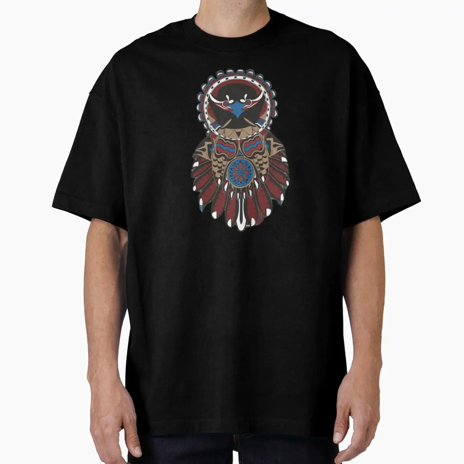Totem Animal Owl designed and sold by Monica Designs vintage Washed Soft Comfortable Breathable Stylish fashion Stretched homme