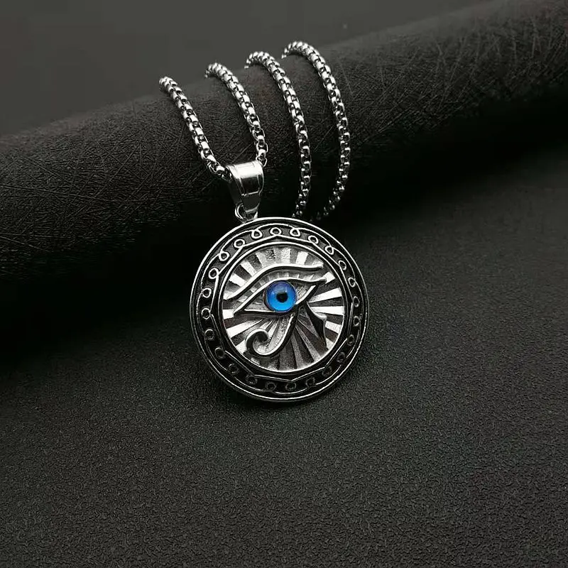 Ägypten Horus Auge Anhänger Titan Stahl Männer Frauen personalisierte Hip Hop Halsketten Modeschmuck – Detail 4
