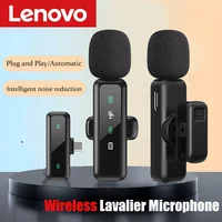 Lenovo-micrófono Lavalier inalámbrico, Mini grabadora de Audio y vídeo portátil para iPhone, Android, transmisión de juegos en vivo