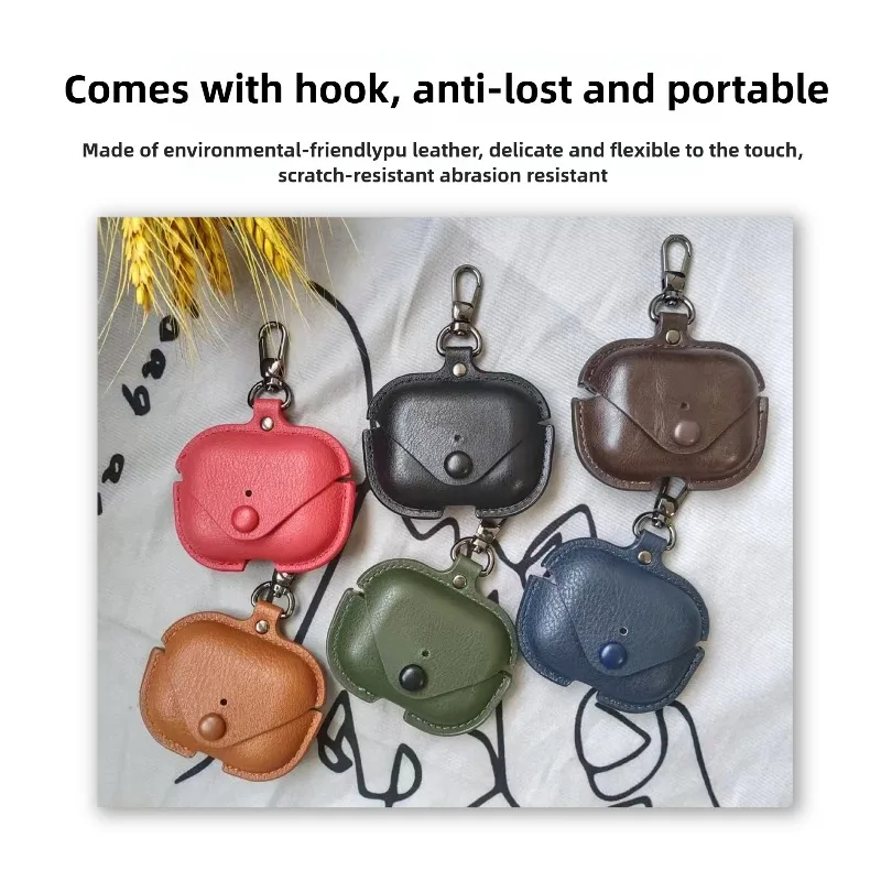 Capa protetora/capa para fones de ouvido Bluetooth Apple AirPods Pro 3 - Capa de couro simples de cor sólida estilo empresarial