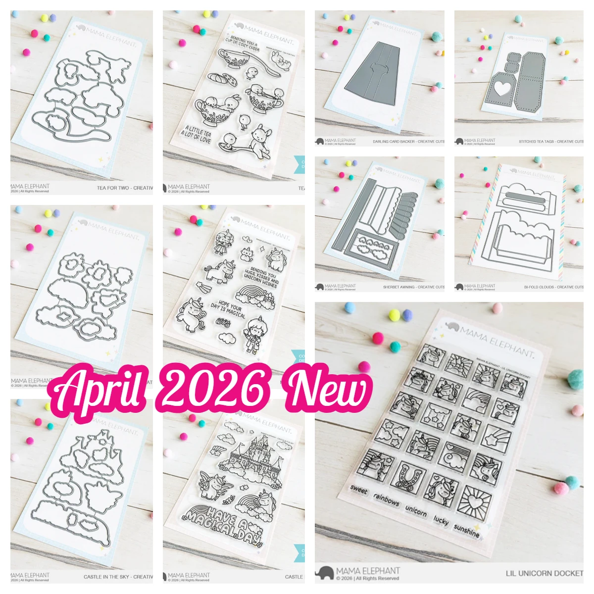 

Mama Elephant Docket Tea for Two Castle in the Sky Metal Cutting Dies Stamp DIY Handmade Photo Album Scrapbook April 2026 New