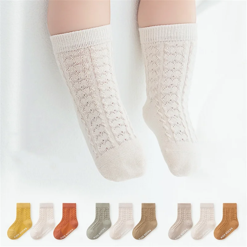 

Lawadka 3Pairs/lot Baby Floor Socks For Newborn Girls Boys 0-5Y Summer Thin Children's Cotton Mesh Toddler Infant Sock Non-slip