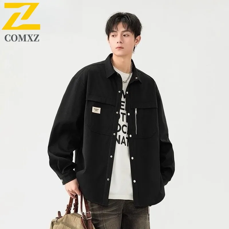 

COMXZ Stand Collar Business Casual Jacket Men's Windproof Waterproof Coat Plus Size Outdoor Lightweight for Hiking Camping 2025