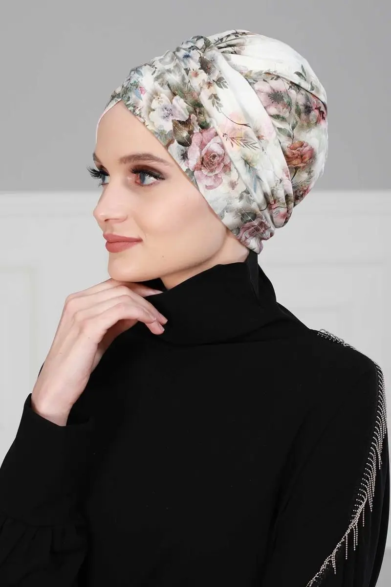 Hijab hueso Oliva estampado