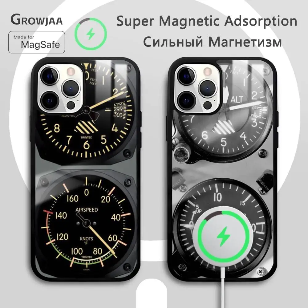 

Aircraft Instrument Panel Phone Case For IPhone 17 16 15 14 13 12 11 Pro Max Plus Mini Magsafe Mirror Wireless Magnetic Funda