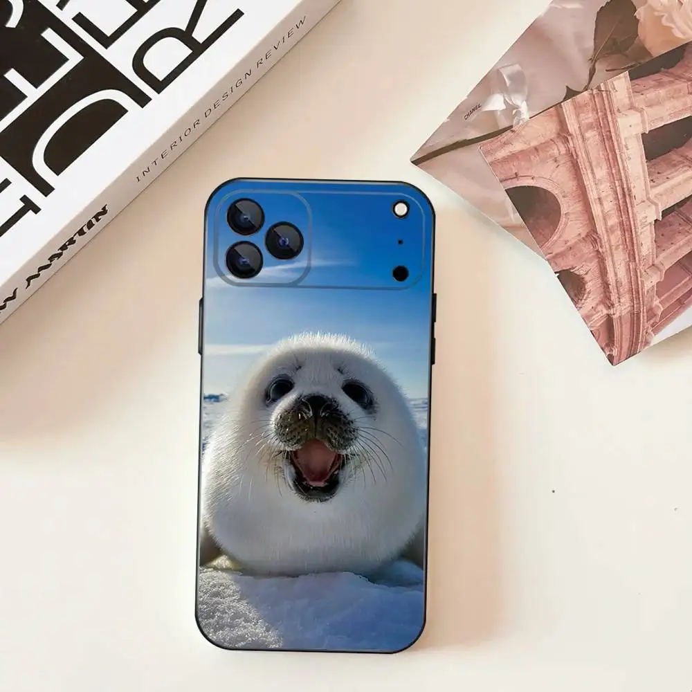 S-Seal Animal Leuke telefoonhoes voor iPhone 17,16,15,14,13,12,11,Pro,Max,Plus,E,SE4,Air,Mini Zwart Nauwkeurige gatmatching