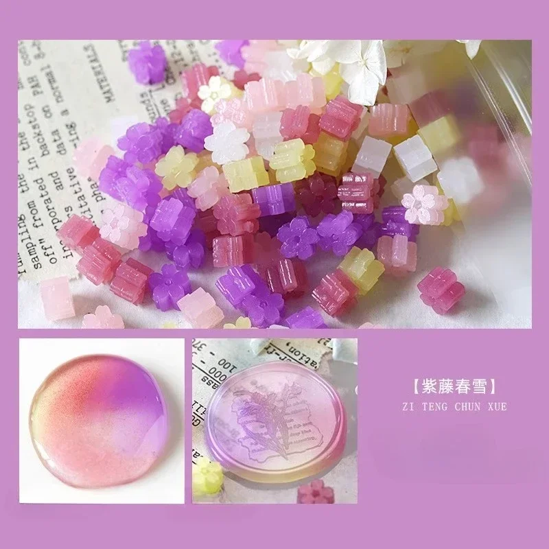 60 stks Semi Transparante Jade Kleur Lakzegel Stempel Deeltjes Sakura Vorm Wax Materiaal DIY Handboek Wenskaart Afdichting Tool - afbeelding 1