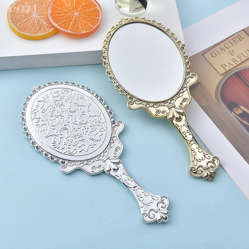 Miroir de maquillage sculpté vintage pour femmes, miroir de courtoisie pour salon de SPA, accessoires de maquillage minuscules