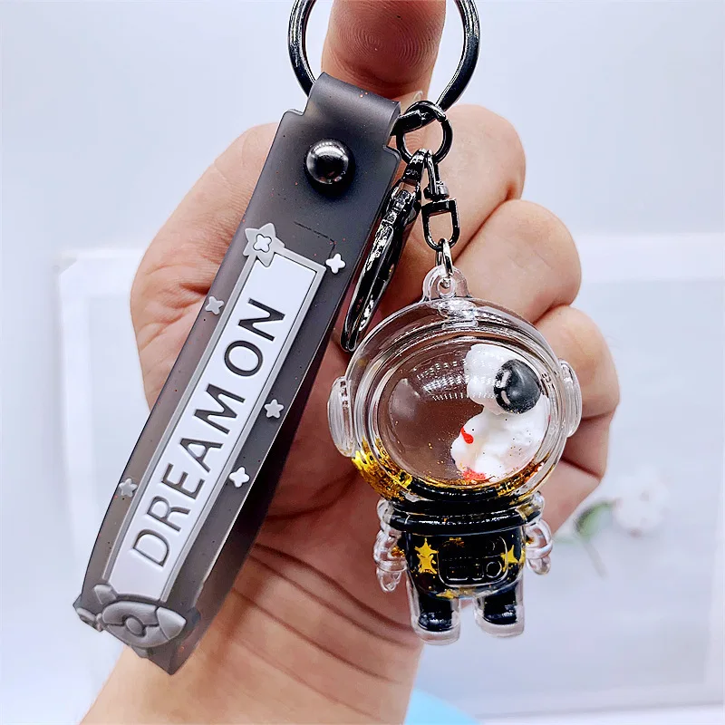 Creative Internet Red Black Gold Into The Oil Astronaut Pendant Cartoon Cute Keychain Car Accessories Bag Pendant Astronaut