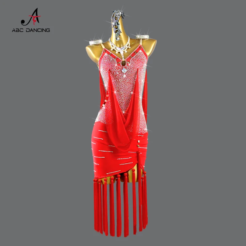 

New Latin Dance Dress Party Performance Sexy Fringed Skirts Ballroom Practice Wear Line Suit Prom Costume Ladies Female Clothing